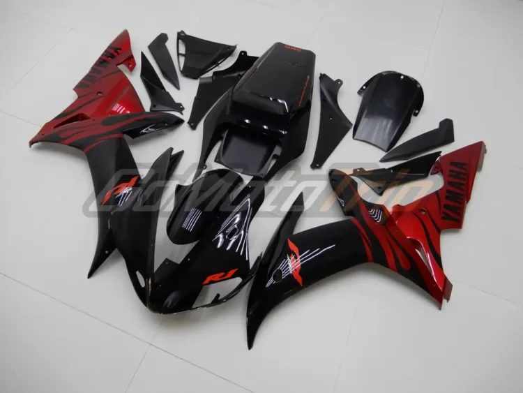 2002-2003-Yamaha-YZF-R1-Black-Red-Flame-Fairing-2