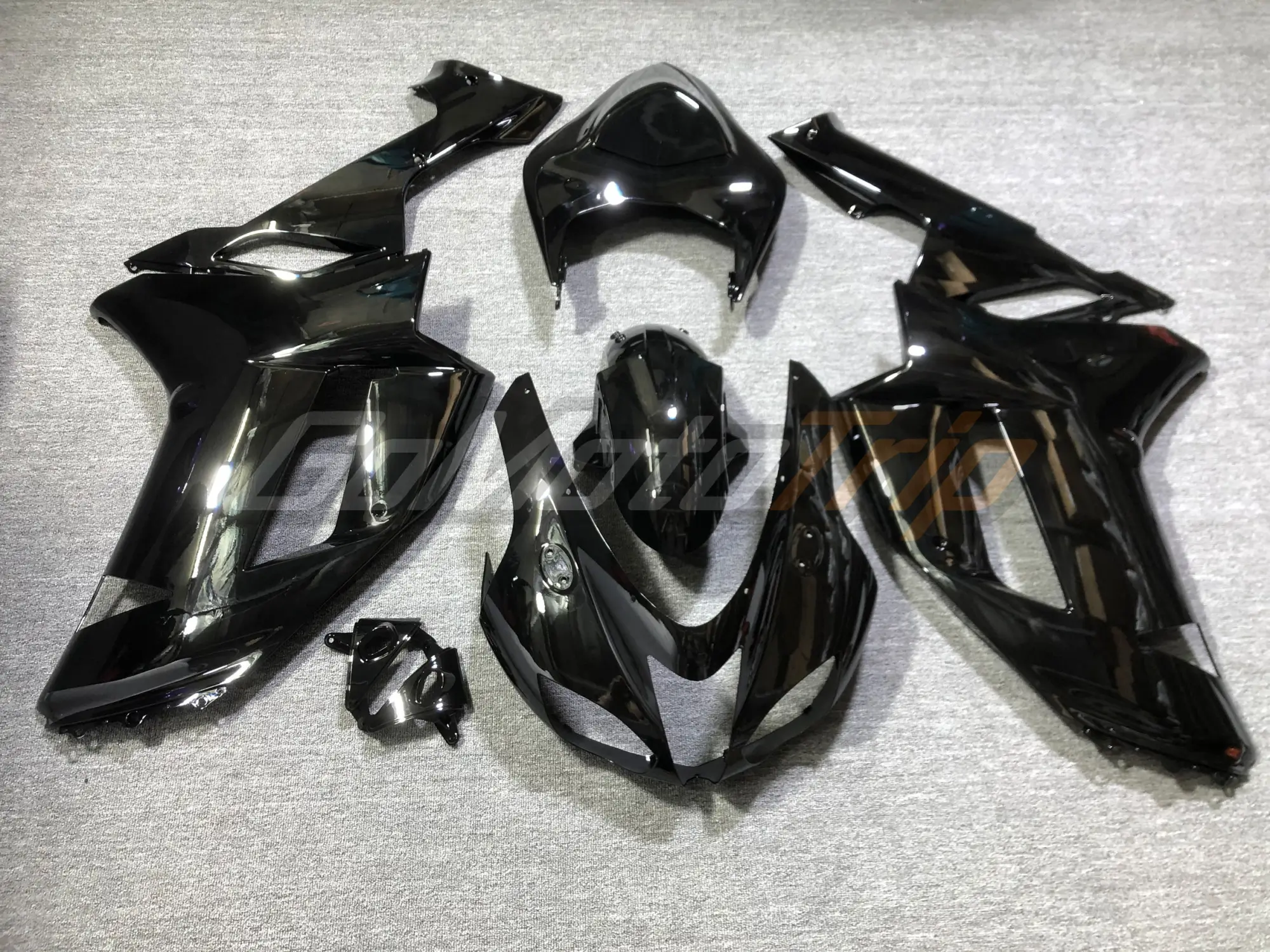 2007 2008 Kawasaki Ninja Zx 6r Black Fairing Kit 1