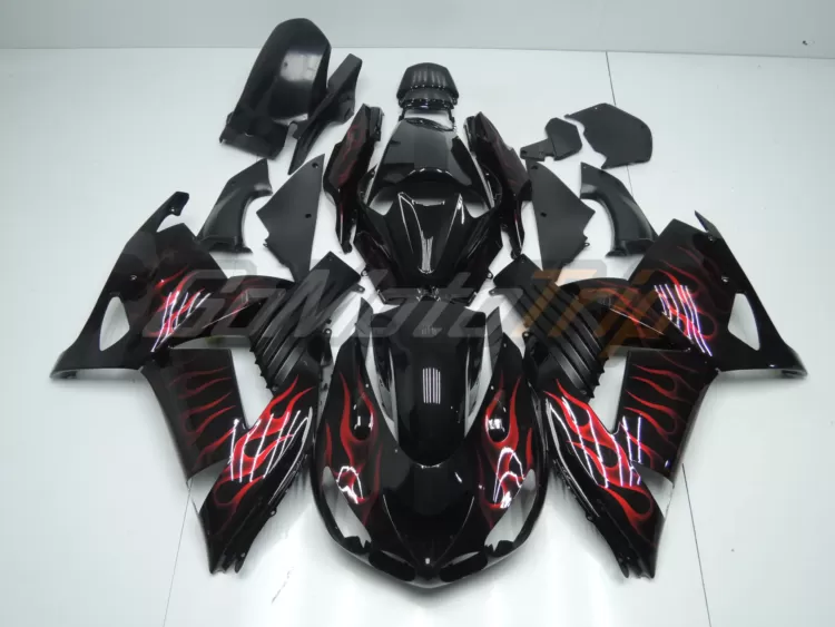 2006-2011-Kawasaki-Ninja-ZX-14R-Black-Red-Flame-Fairing-1