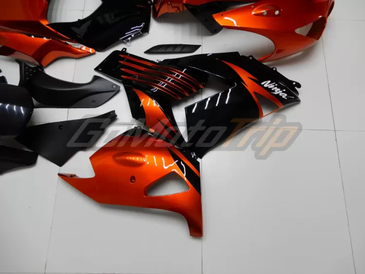 2009 Kawasaki Ninja Zx 14r Black Orange Fairing Kit 12