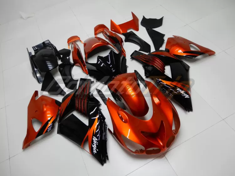 2009 Kawasaki Ninja Zx 14r Black Orange Fairing Kit 3