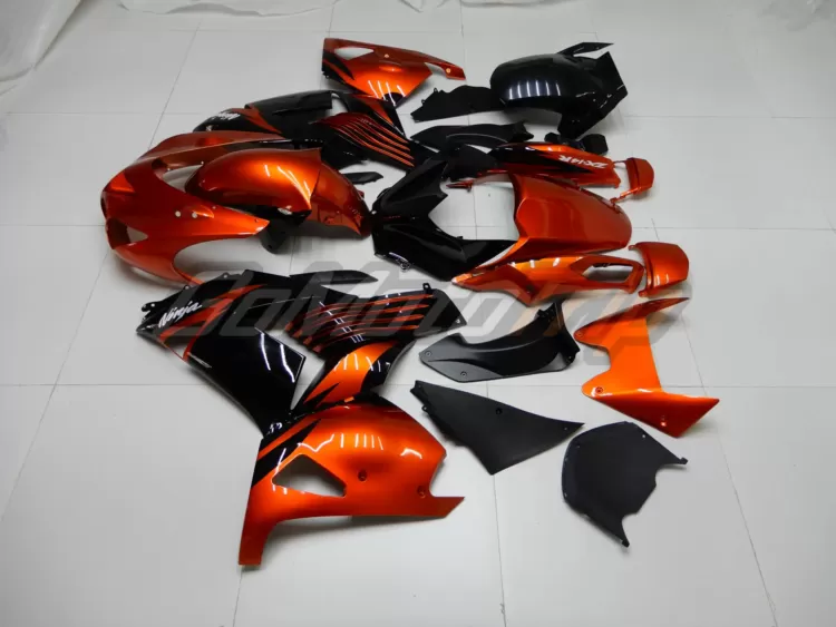 2009 Kawasaki Ninja Zx 14r Black Orange Fairing Kit 4