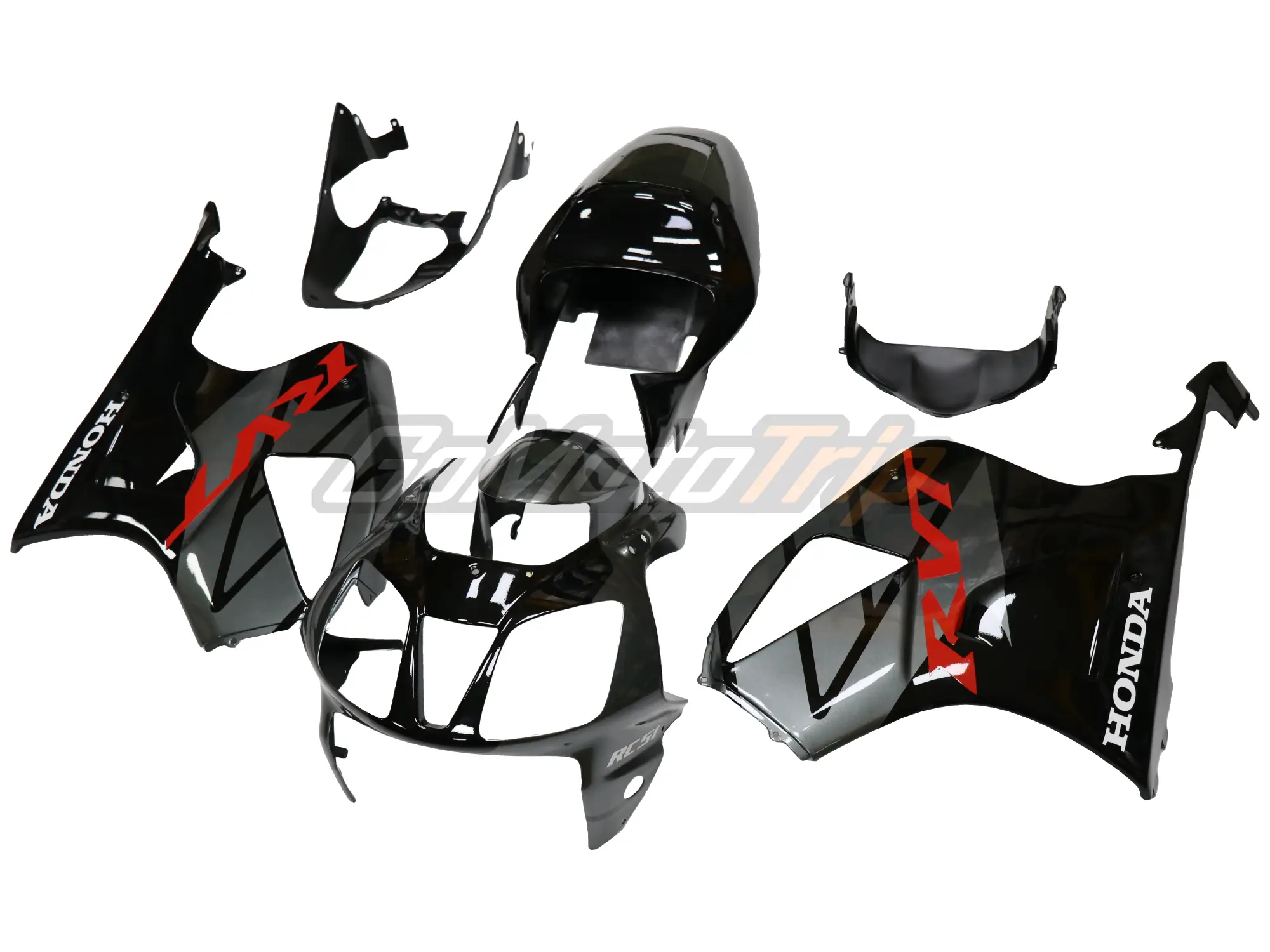 Honda Rc51 Rvt1000R Black Silver Fairing 2 - Gomototrip Honda RC51 RVT1000R Black Silver Fairing 2