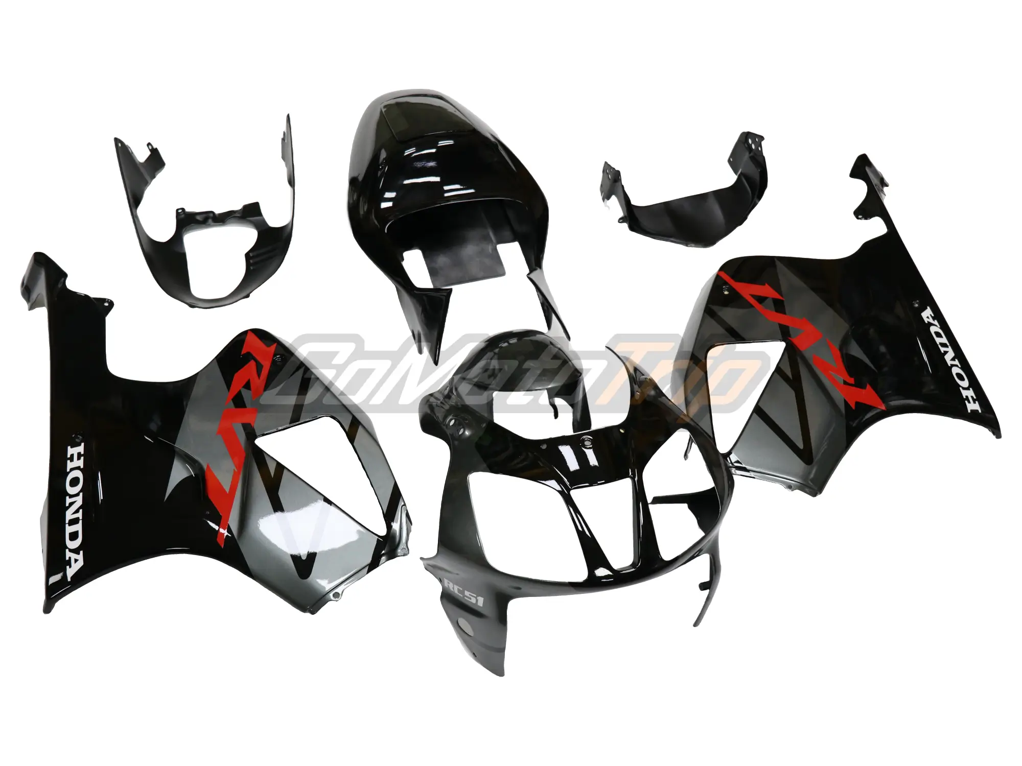 Honda Rc51 Rvt1000R Black Silver Fairing 3 - Gomototrip Honda RC51 RVT1000R Black Silver Fairing 3