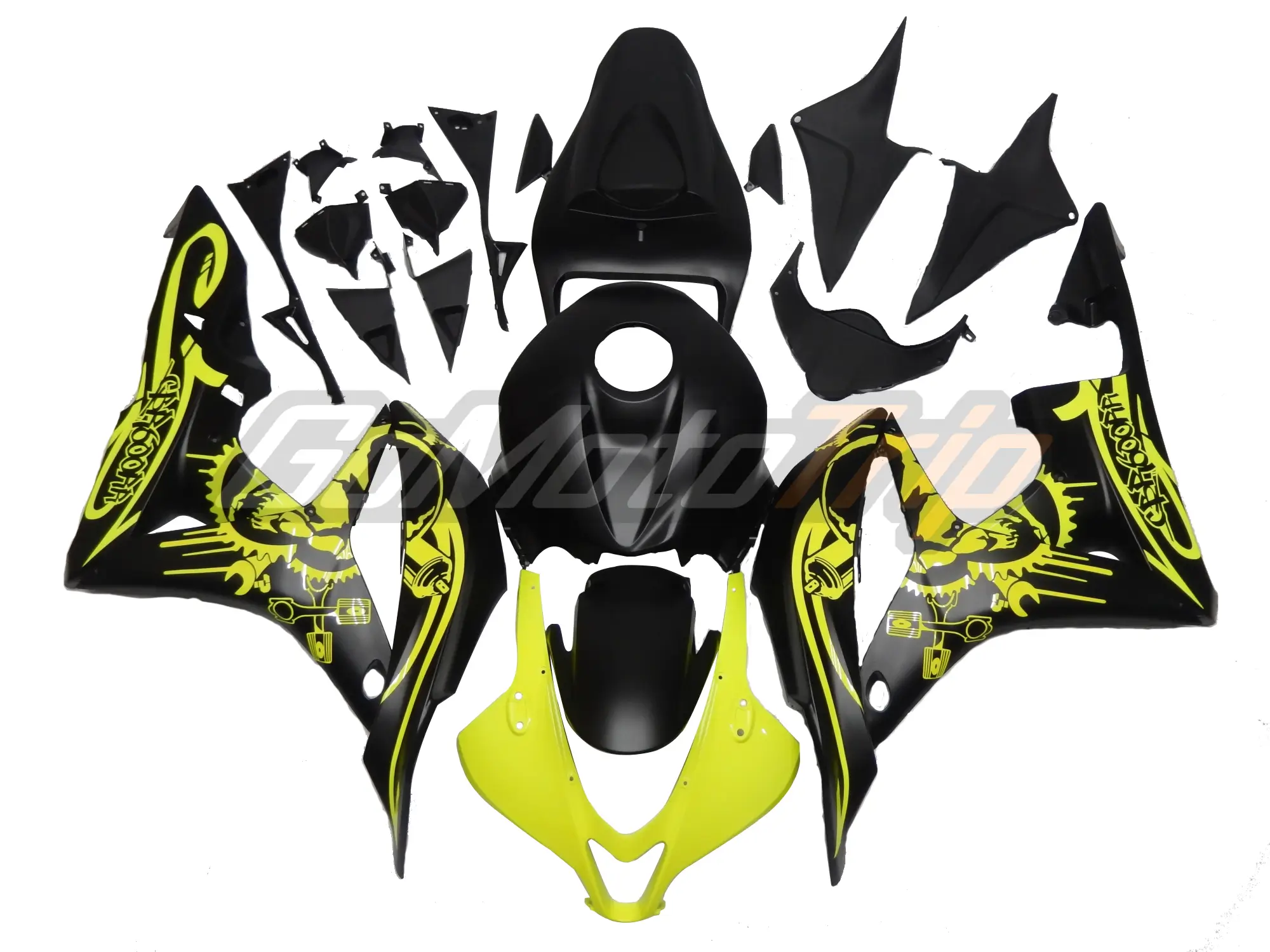 2007-2008-Honda-CBR600RR-Fluorescent-Yellow-Graffiti-Fairing-