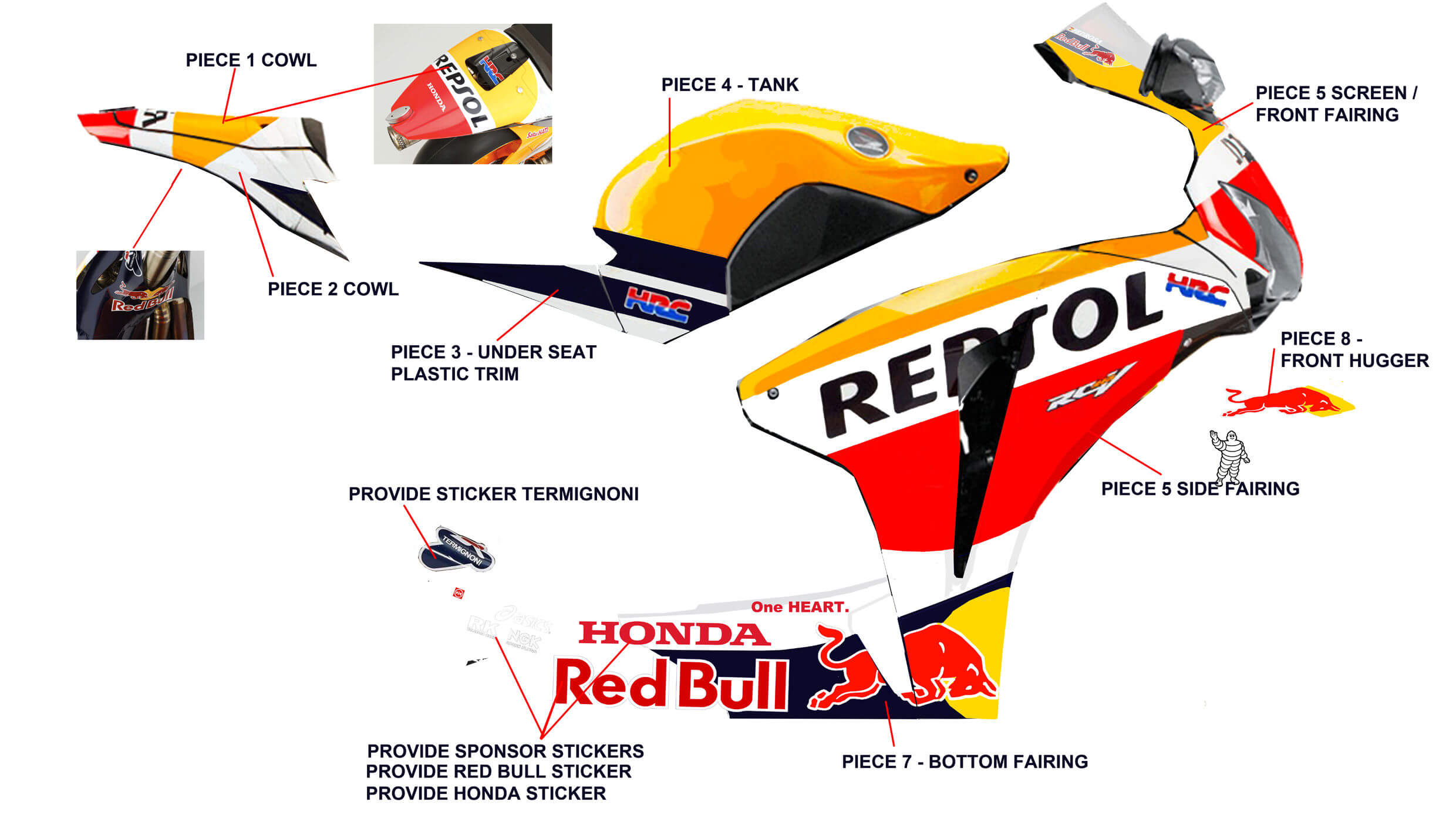 Cbr1000rr Fluorescence Repsol Fairing 5