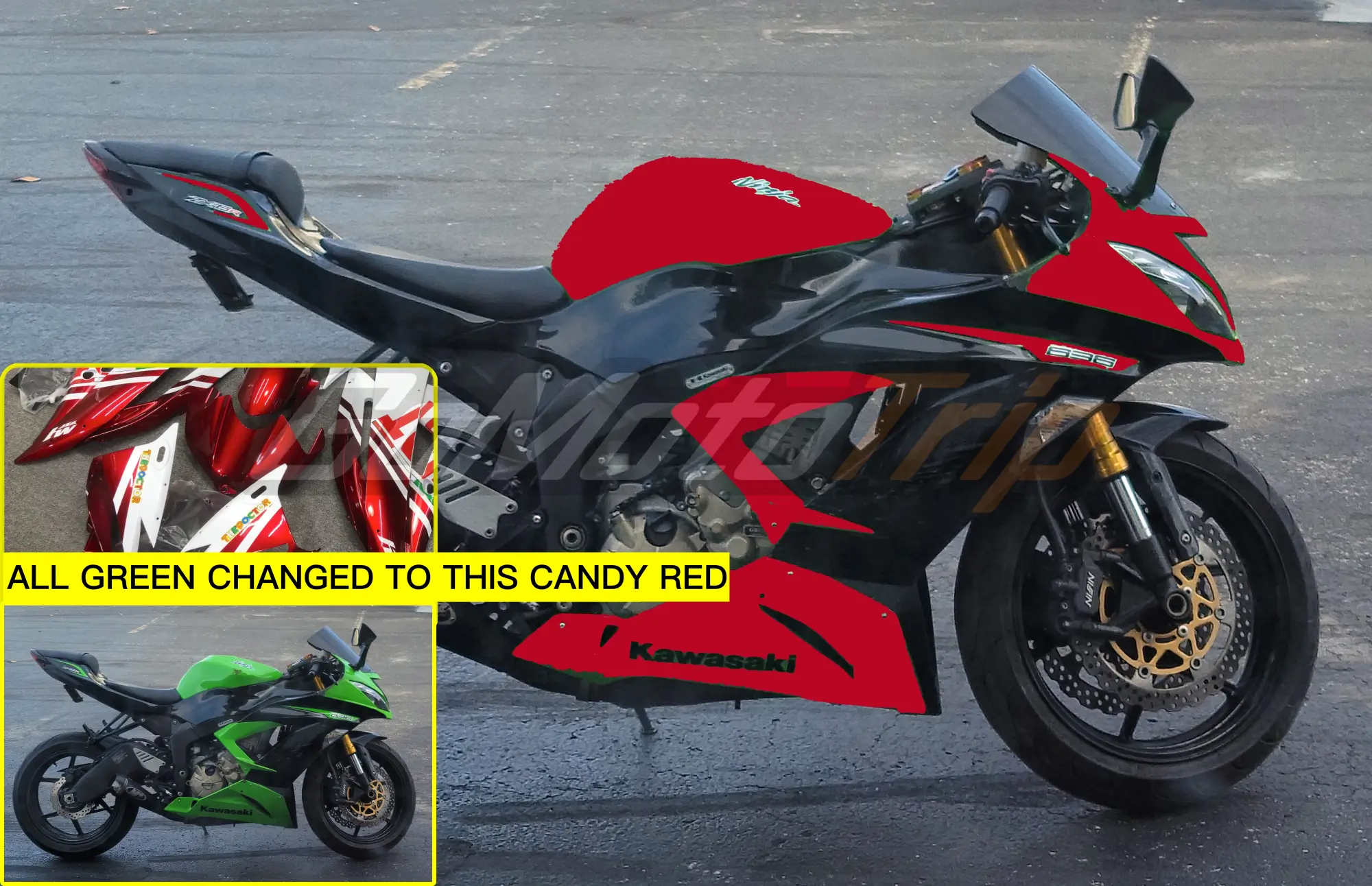 2013 Ninja Zx 6r Black Red Fairing 0