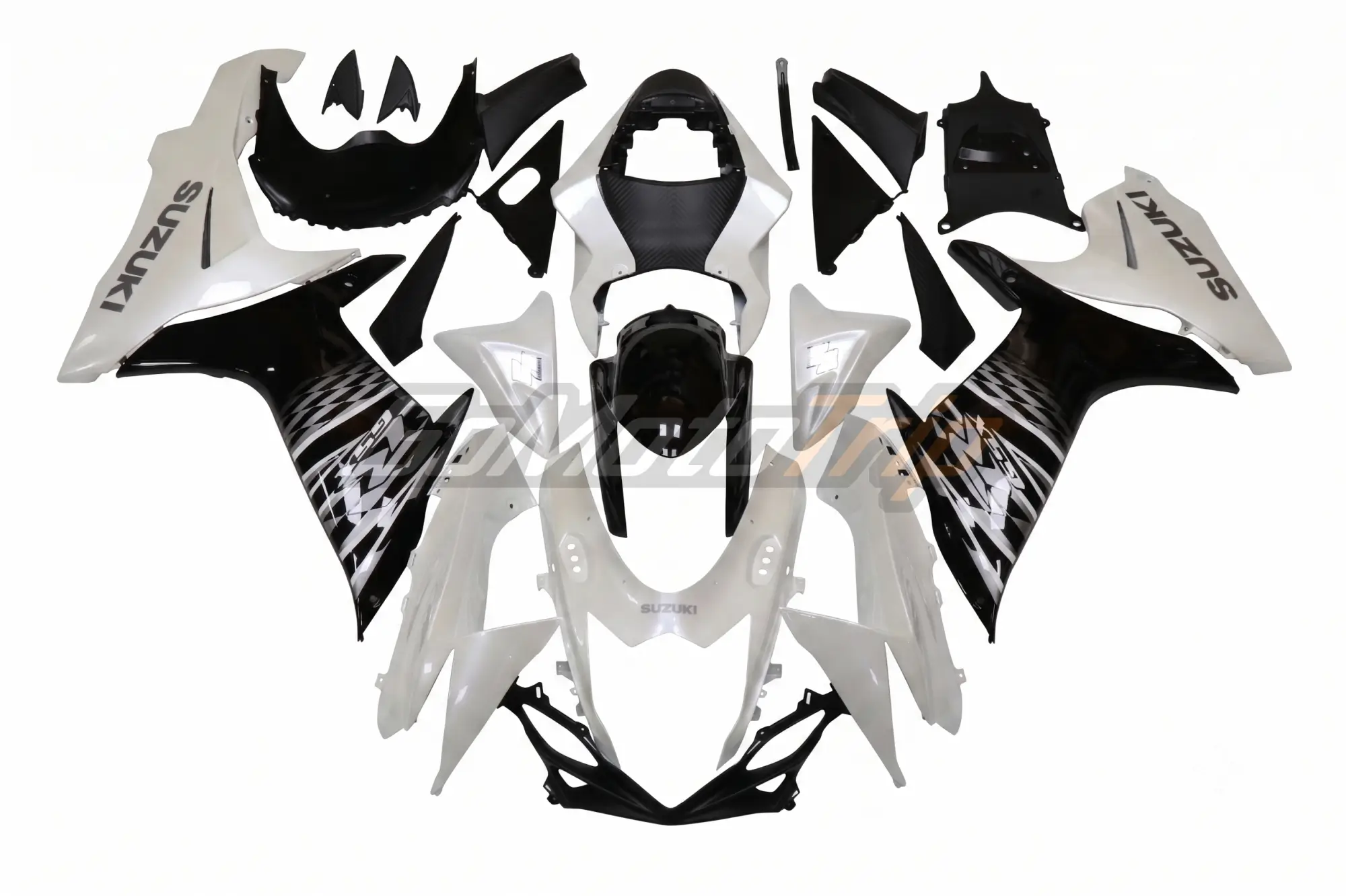 2011 Suzuki Gsx R600 Pearl White Black Fairing Kit 1 - Gomototrip 2011 Suzuki GSX-R600 Pearl White Black Fairing Kit 1