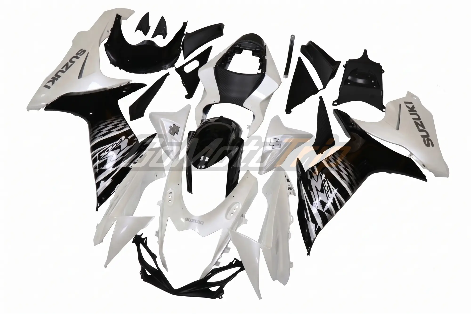 2011 Suzuki Gsx R600 Pearl White Black Fairing Kit 2 - Gomototrip 2011 Suzuki GSX-R600 Pearl White Black Fairing Kit 2