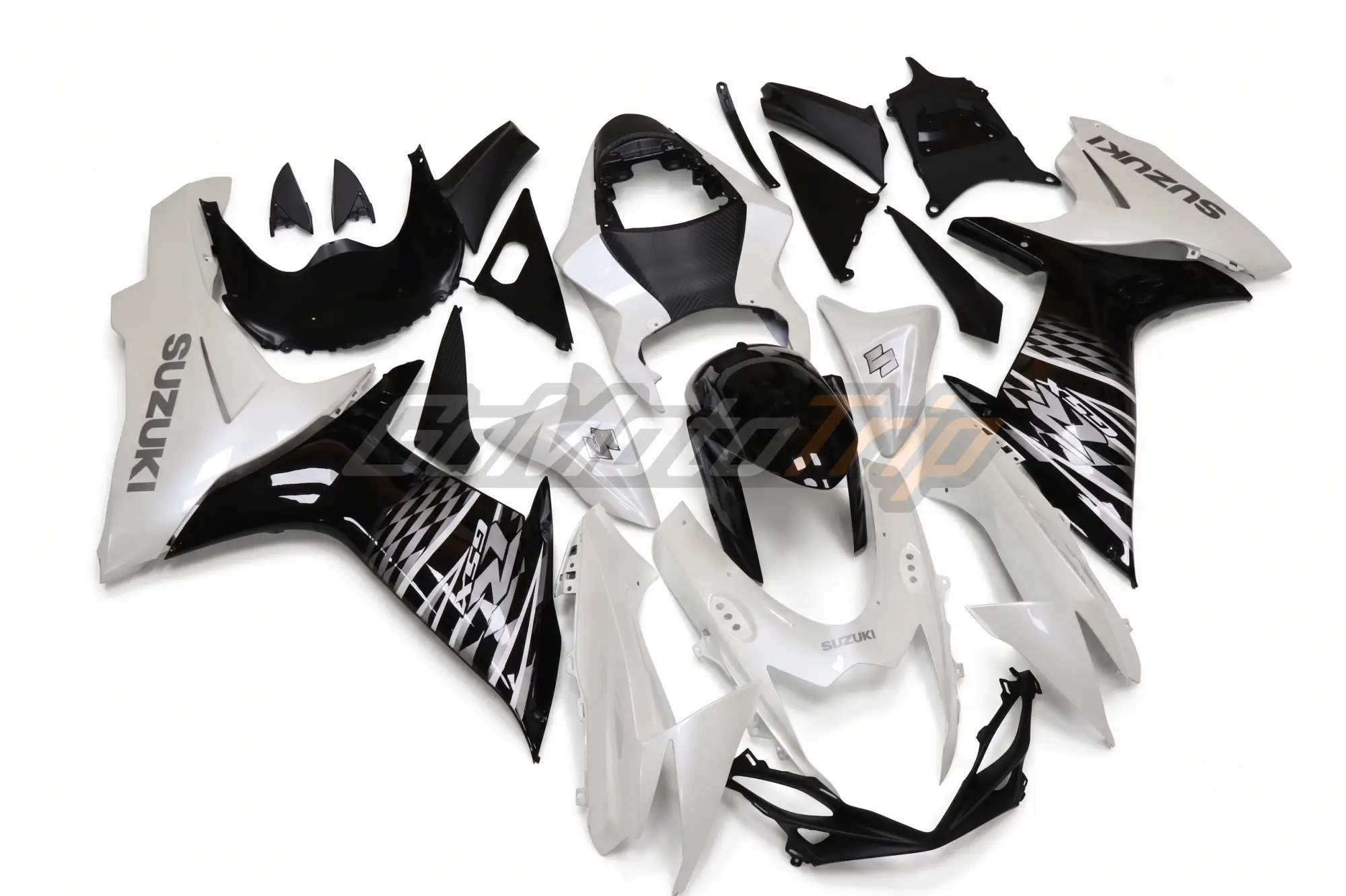 2011 Suzuki Gsx R600 Pearl White Black Fairing Kit 3 - Gomototrip 2011 Suzuki GSX-R600 Pearl White Black Fairing Kit 3