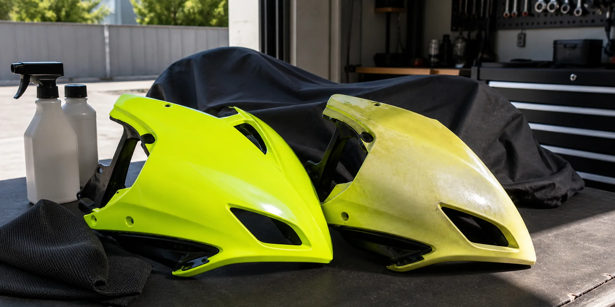 Fluorescent Motorcycle Fairing Facts Featured 2000X1000 1 - Gomototrip Fluorescent motorcycle fairing panels comparing vivid color and sun faded paint