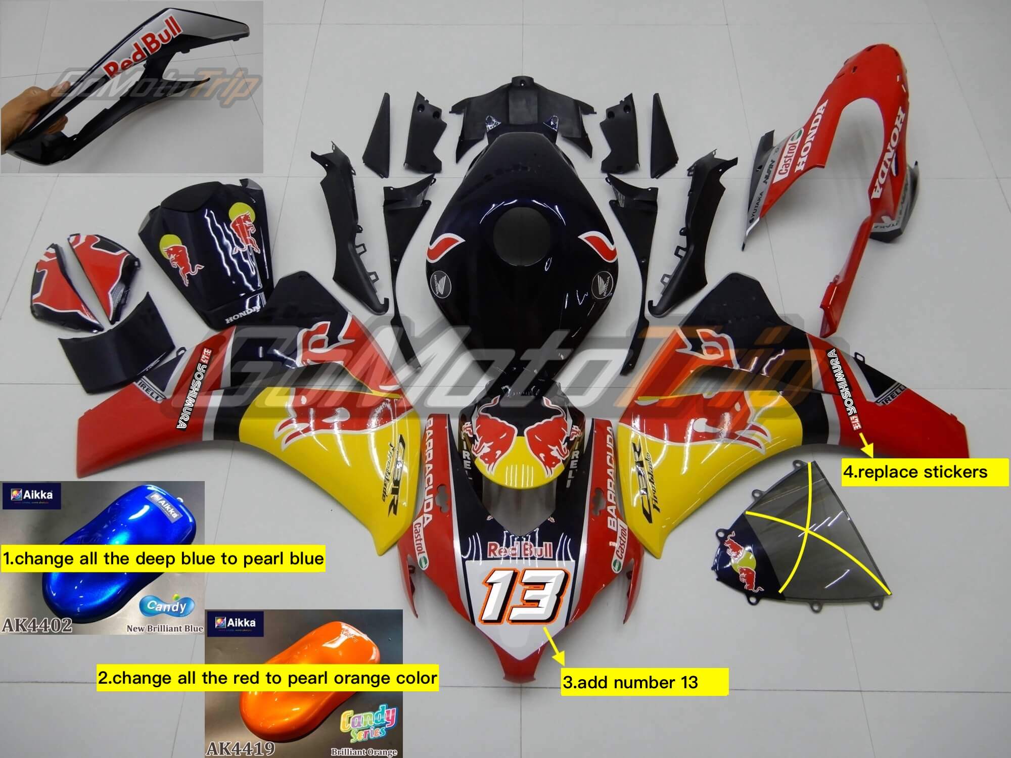 2008 2011 Honda Cbr1000rr Red Bull Wsbk 13 Fairing 0