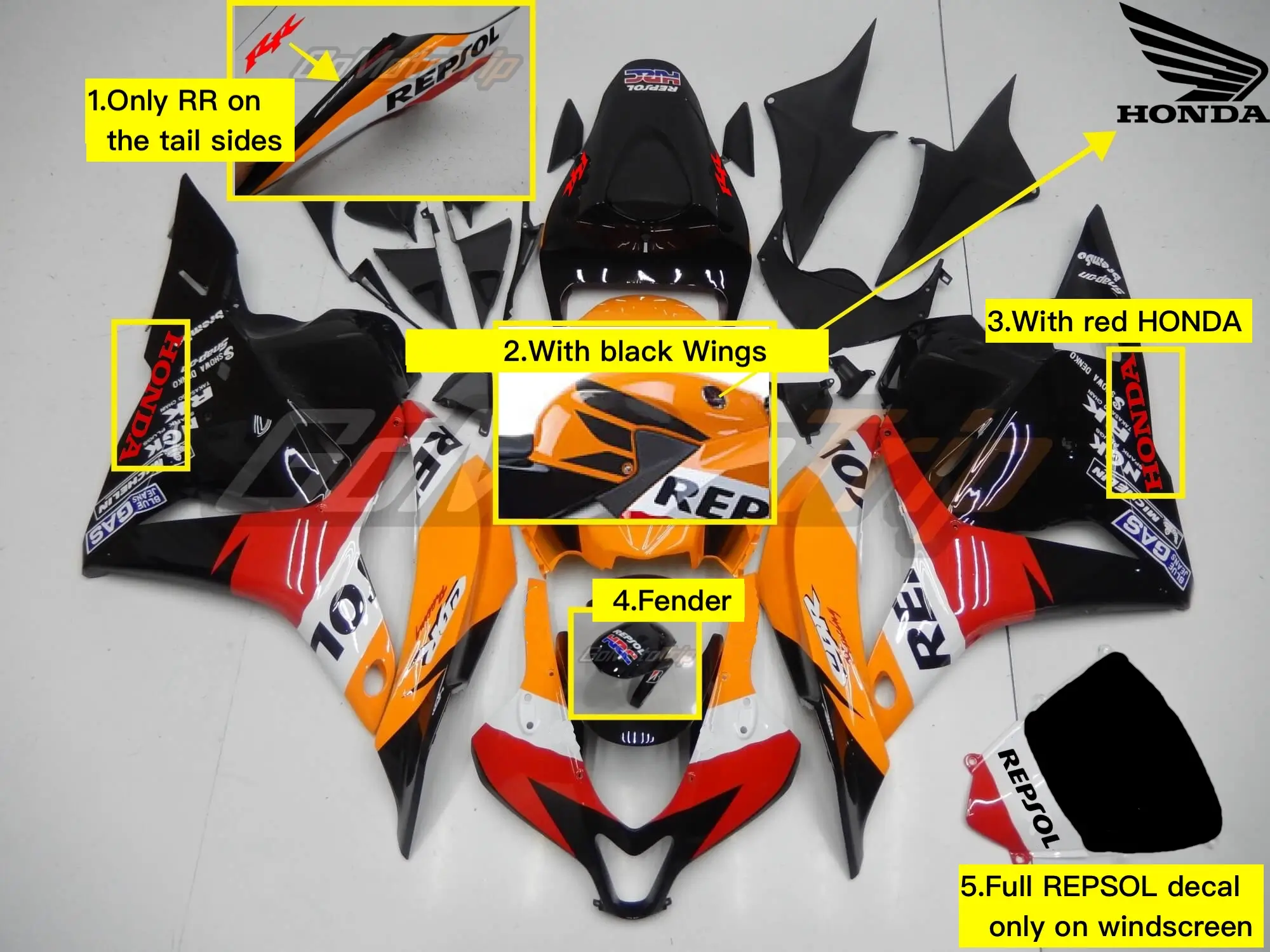 2009 2012 Honda Cbr600rr Classic Repsol Fairing Kit 5