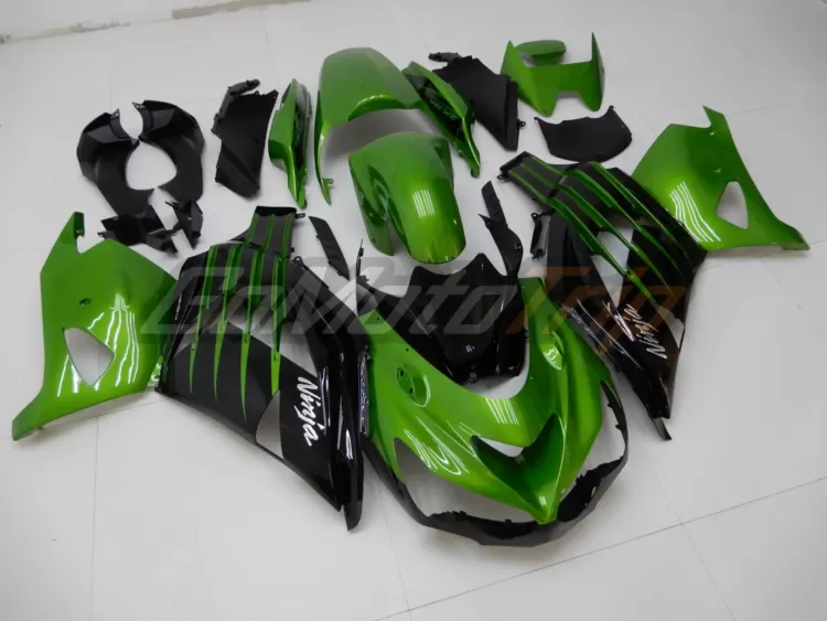 2014 Kawasaki Ninja Zx 14r Black Green Fairing 2