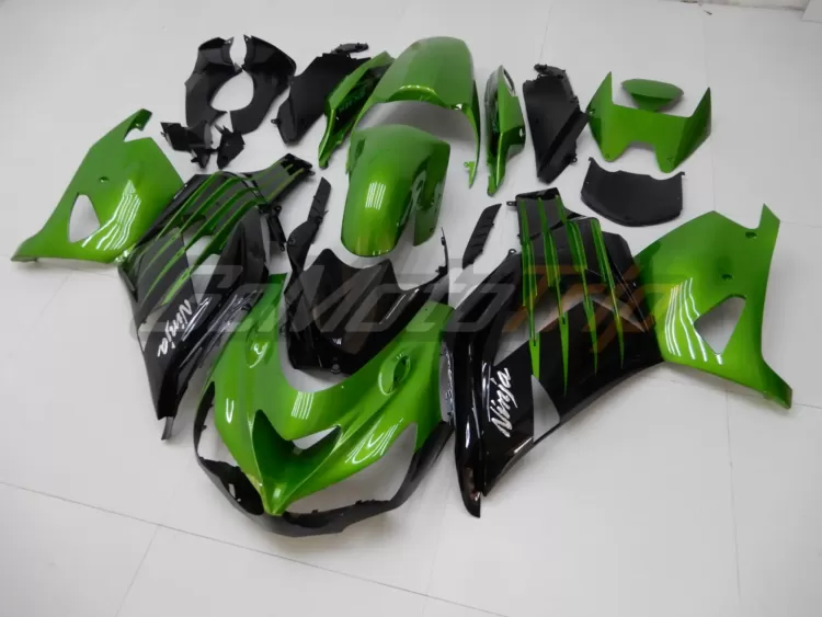 2014 Kawasaki Ninja Zx 14r Black Green Fairing 3