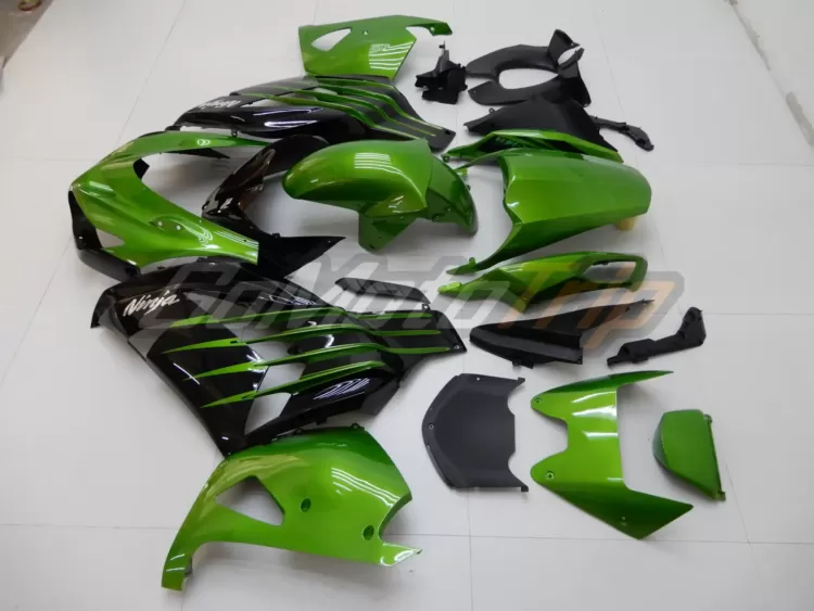 2014 Kawasaki Ninja Zx 14r Black Green Fairing 4