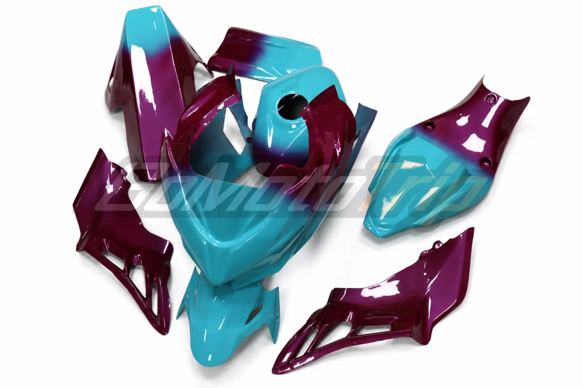 Kawasaki Ninja 400 Turquoise Wine Fade Race Bodywork 2 - Gomototrip Kawasaki Ninja 400 Turquoise Wine Fade Race Bodywork 2