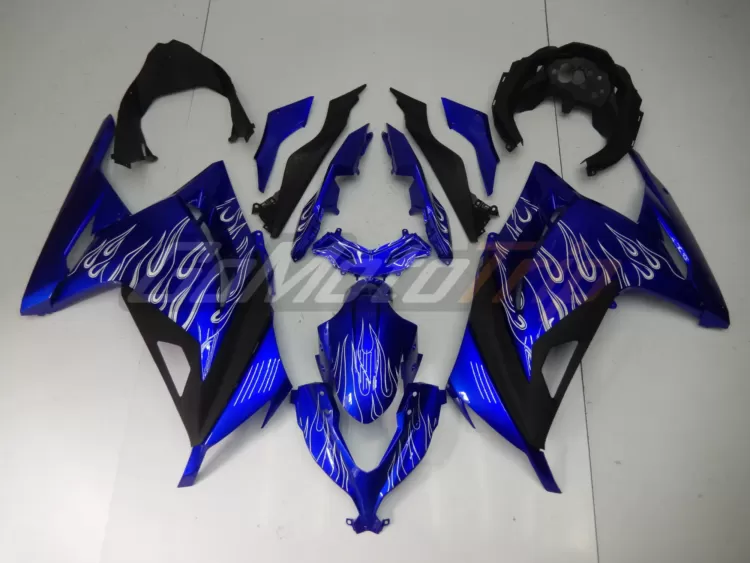 Kawasaki-Ninja-300-Blue-White-Flame-Fairing-1