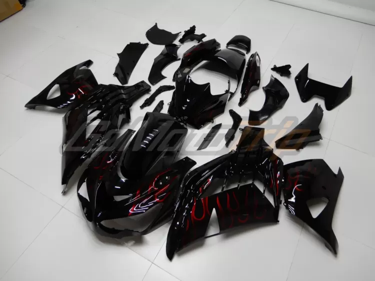 2012 2023 Kawasaki Ninja Zx 14r Black Red Flame Fairing 2
