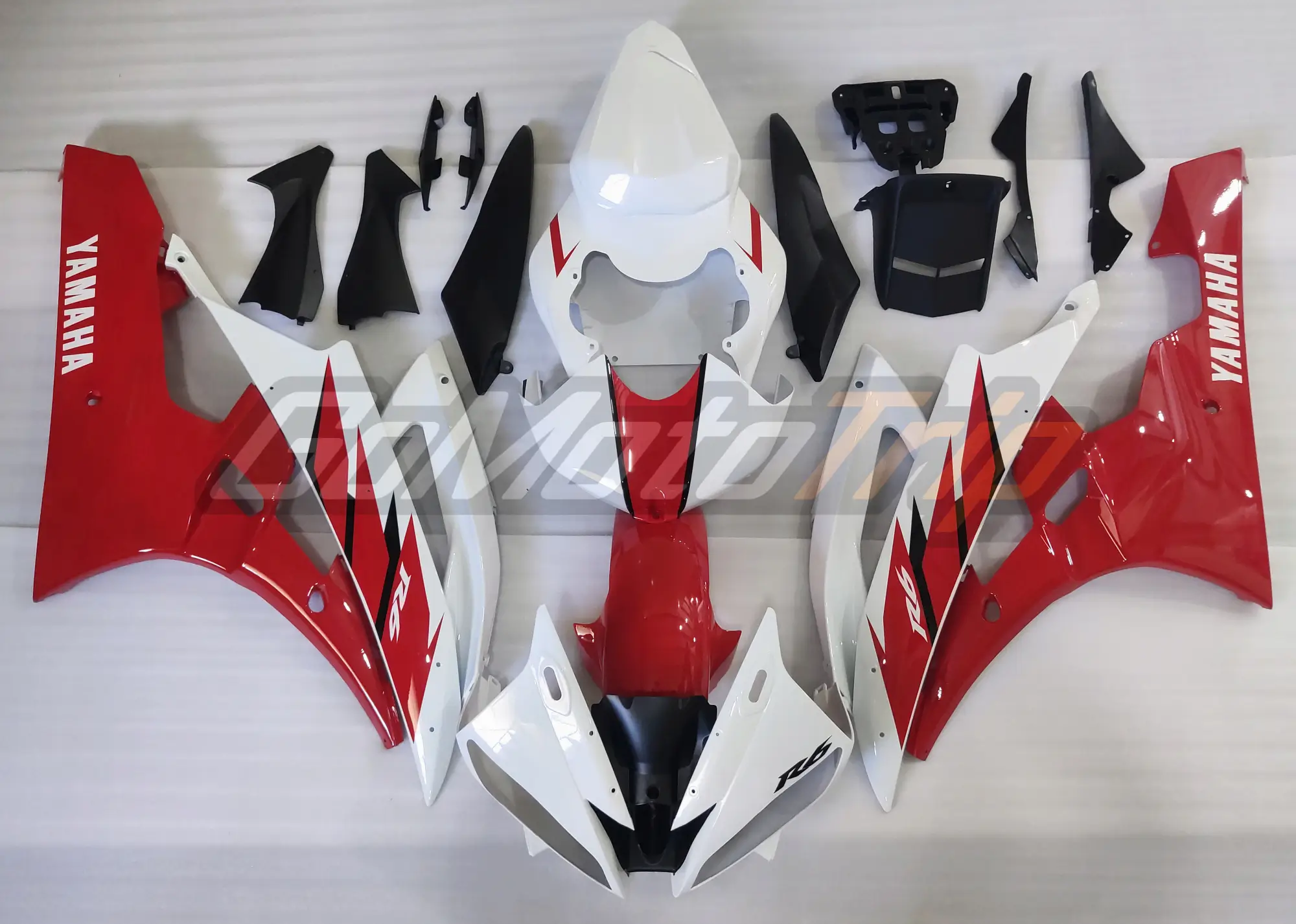 2006-2007 Yamaha YZF-R6 Red White Fairing Kit 1