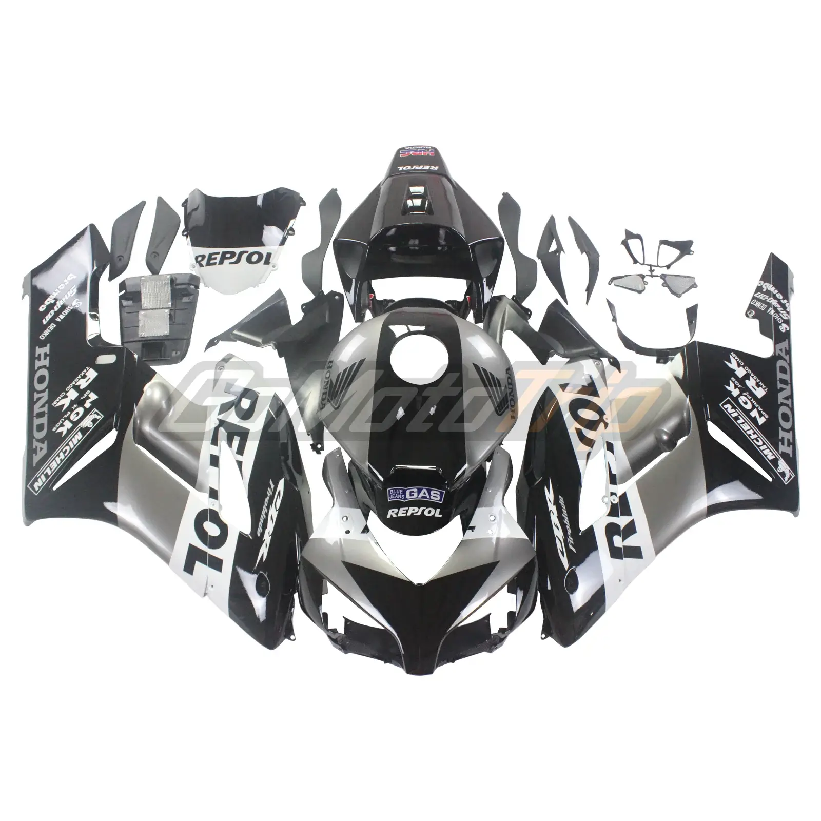 2004-2005 Honda CBR1000RR Black Silver REPSOL Fairing 1