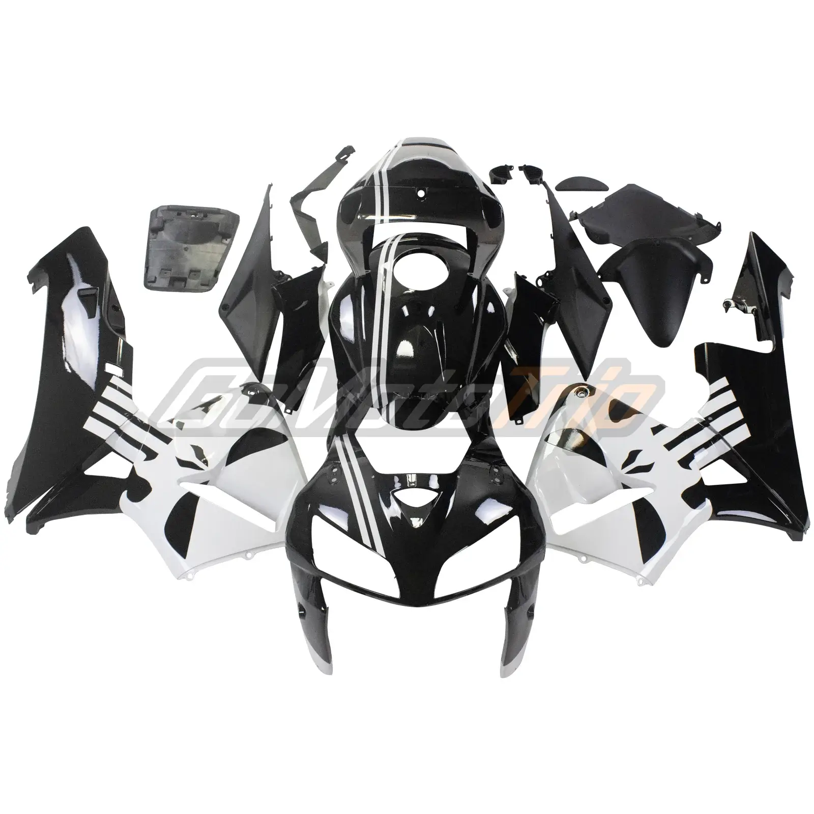 2005-2006 Honda CBR600RR Black White Skull Fairing 1