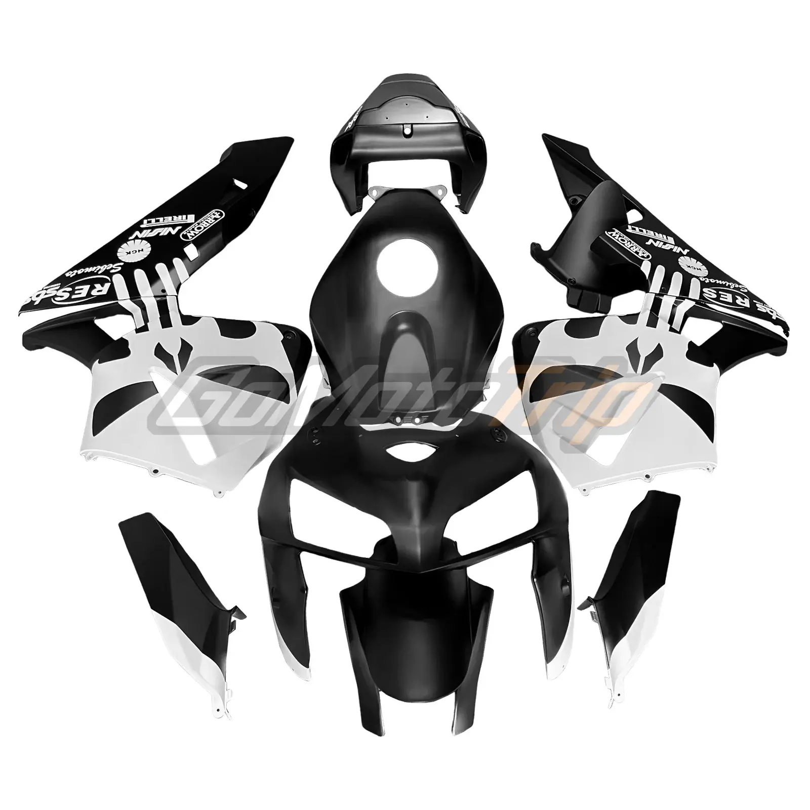 2005-2006 Honda CBR600RR Black White Skull Fairing2 1