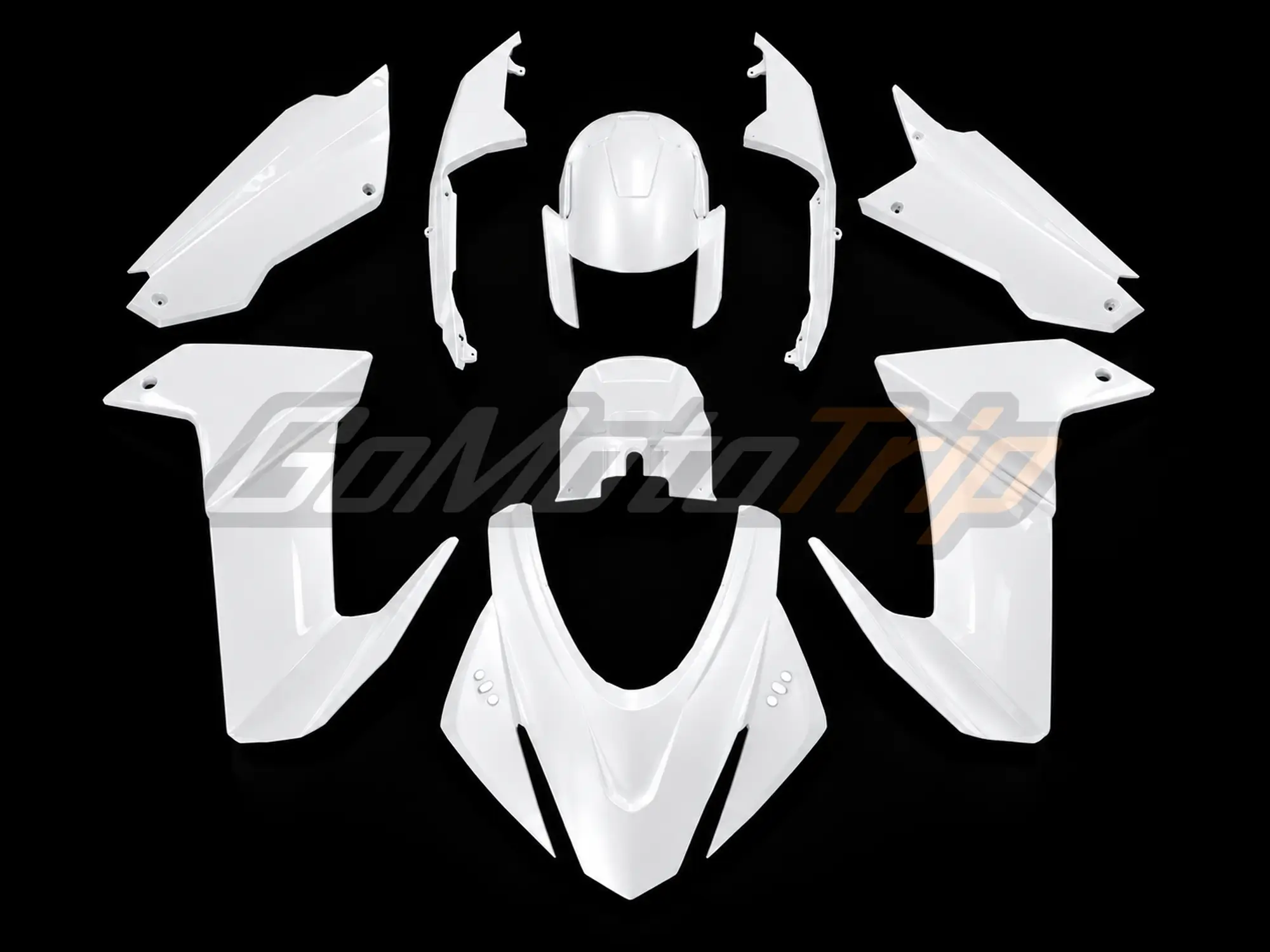 Aprilia Rs 660 Fairing 1 - Gomototrip White Aprilia RS660 fairing panels on a black background