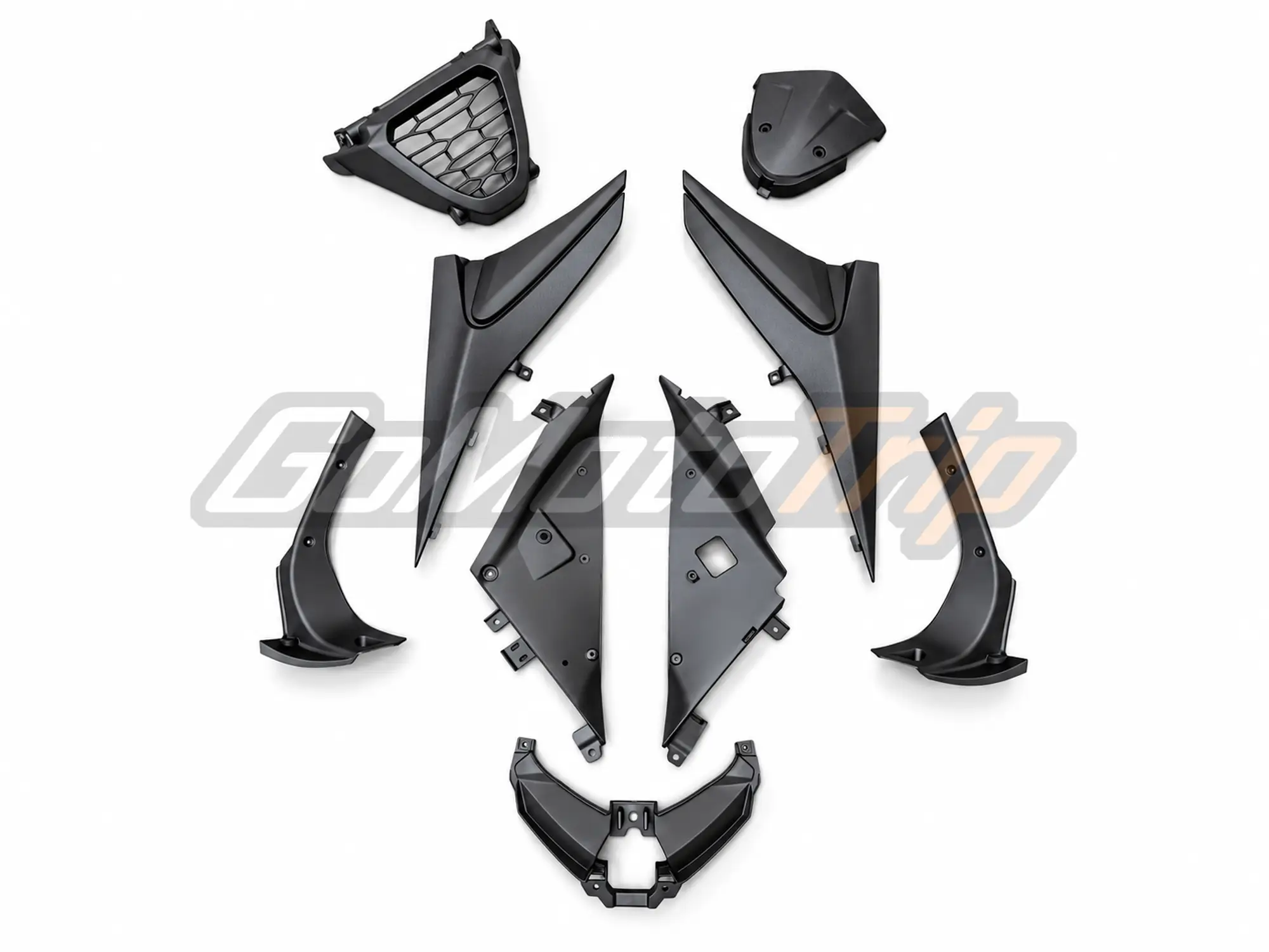 Aprilia Rs 660 Fairing 2 - Gomototrip Black Aprilia RS660 trim panels on a white background